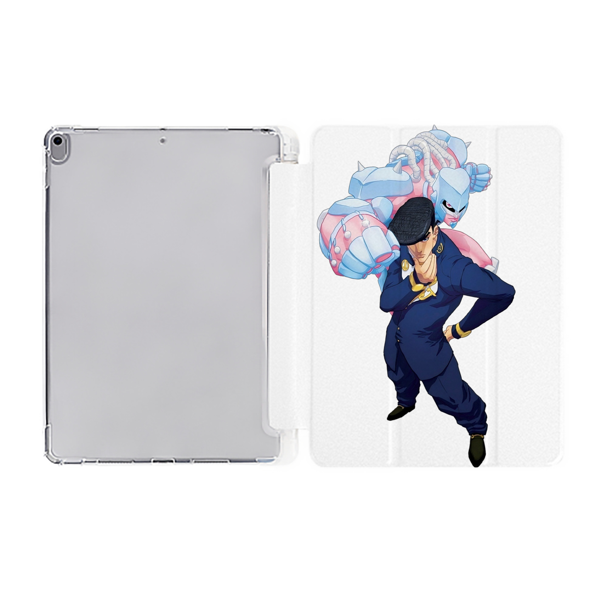 （画像用） ジョジョの奇妙な冒険 ひがしかた じょうすけ JoJo's Bizarre Adventure Higashikata Josuke IPad ケース ペン収納付き 三つ折りスタンド PUレザー×シリコン 対応機種9.5/10.5/10.9インチ
